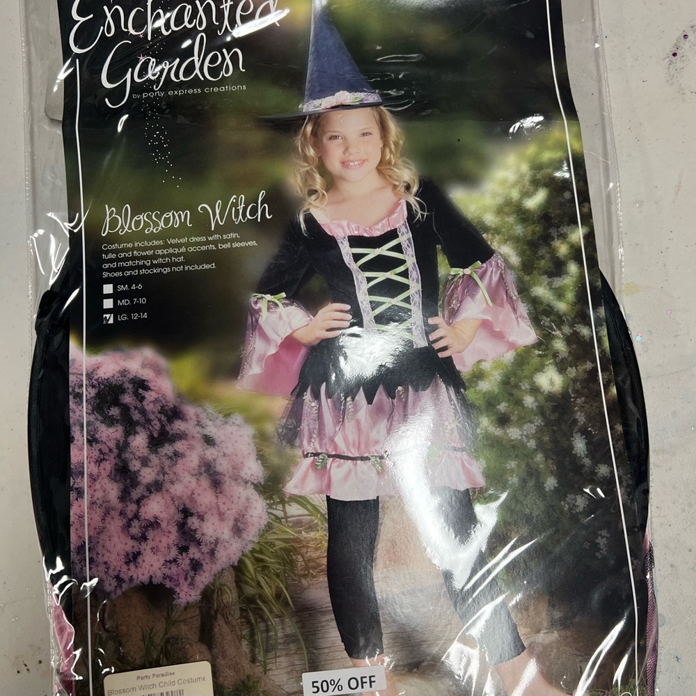 Blossom Witch Costume for Kids - Black and Pink